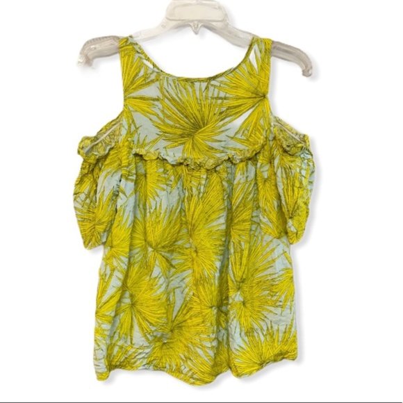 CLOSING SALE Tropical Print Cold Shoulder Blouse - Picture 1 of 5